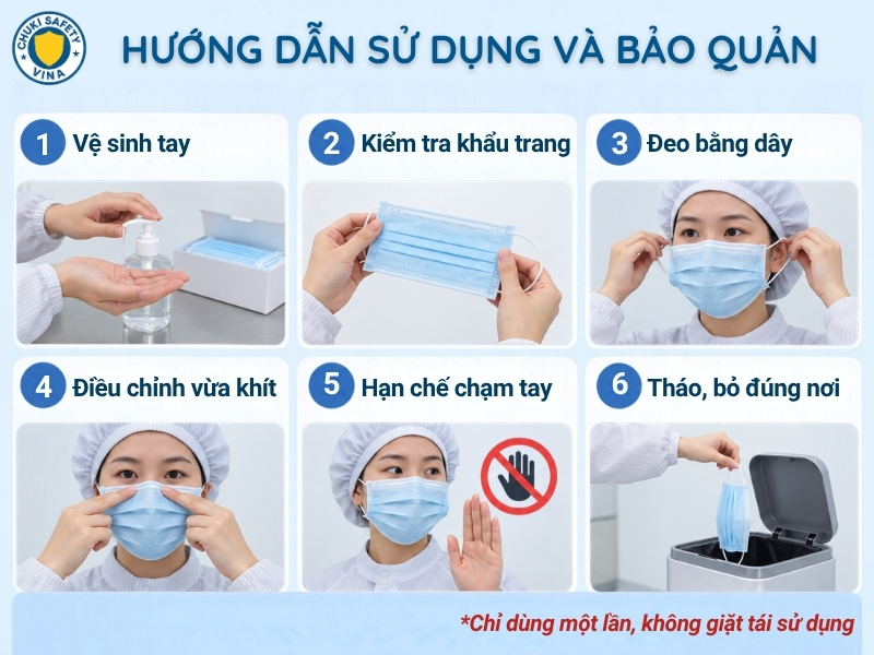 Hướng dẫn sử dụng và bảo quản khẩu trang phòng sạch ES 3 lớp