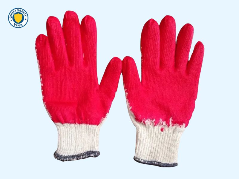 Găng tay vải phủ cao su (sơn đỏ, sơn xanh) dùng trong ngành xây dựng, bốc xếp